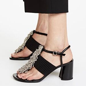 3.1 Phillip Lim Black Patent Leather Aplique Ankle Strap Sandals